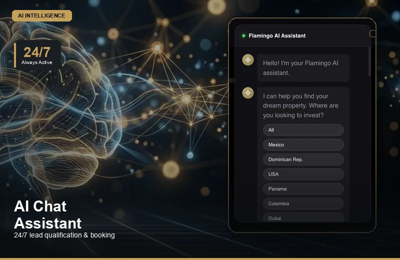 AI chat assistant widget for 24/7 real estate lead qualification