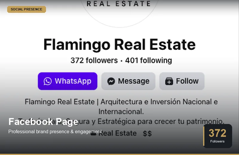 Professional Facebook business page for Real Estate Flamingo