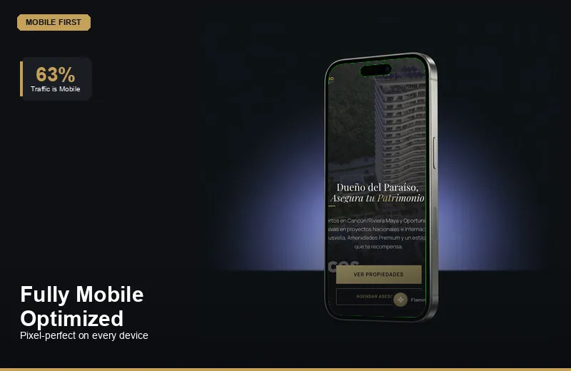 Mobile-optimized real estate website on smartphone