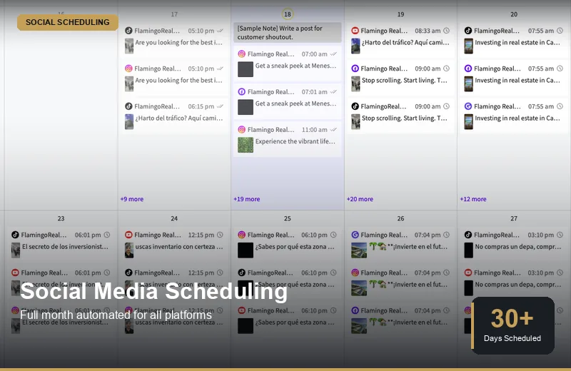 Automated social media scheduling dashboard for full month planning