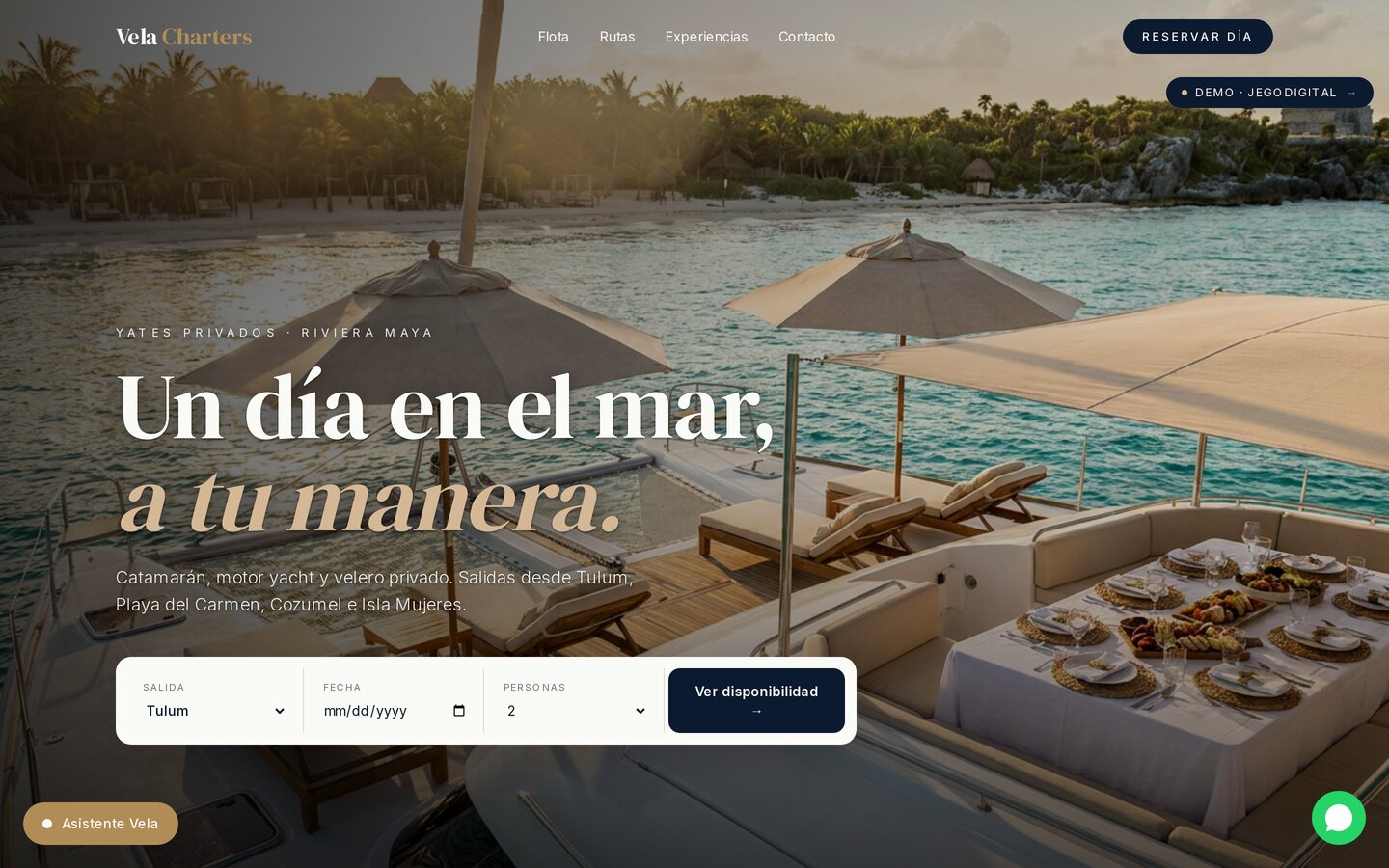 Vela Charters demo