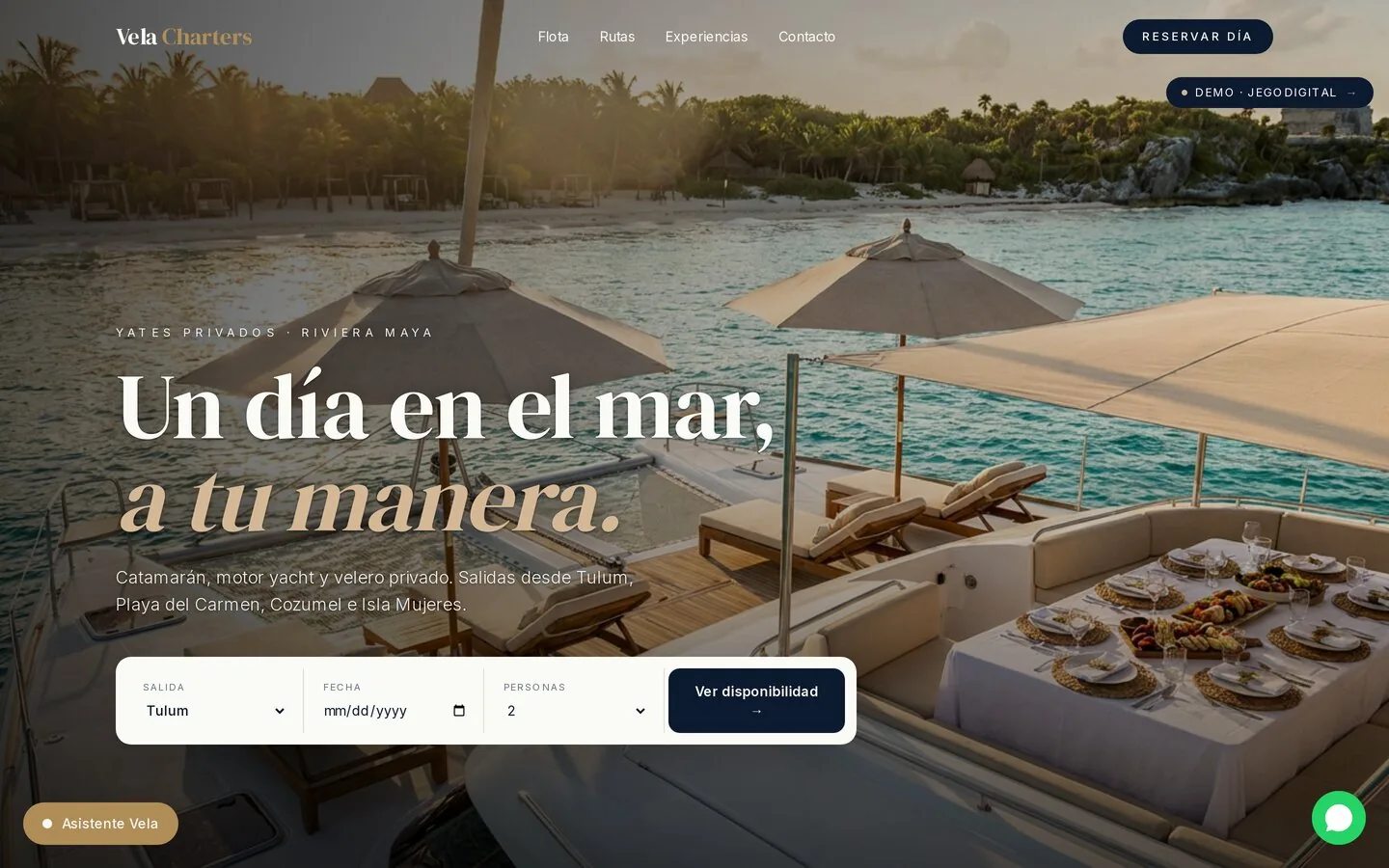 Vela Charters demo