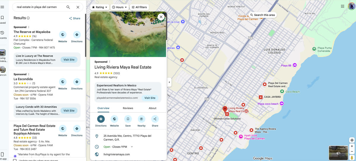 Living Riviera Maya #1 on Google Maps