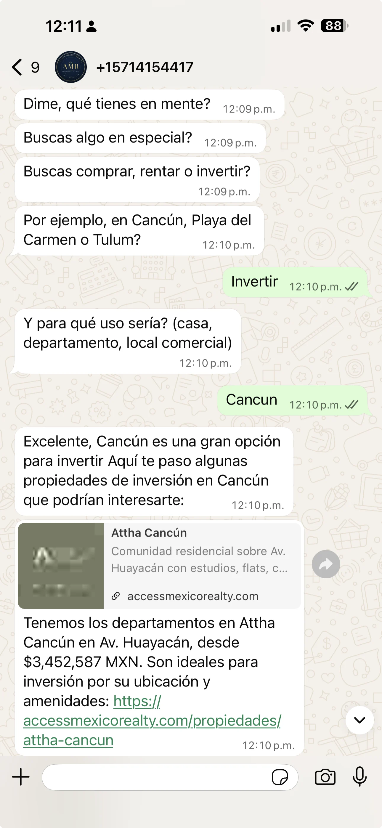 Access Mexico Realty WhatsApp AI qualifying buyer