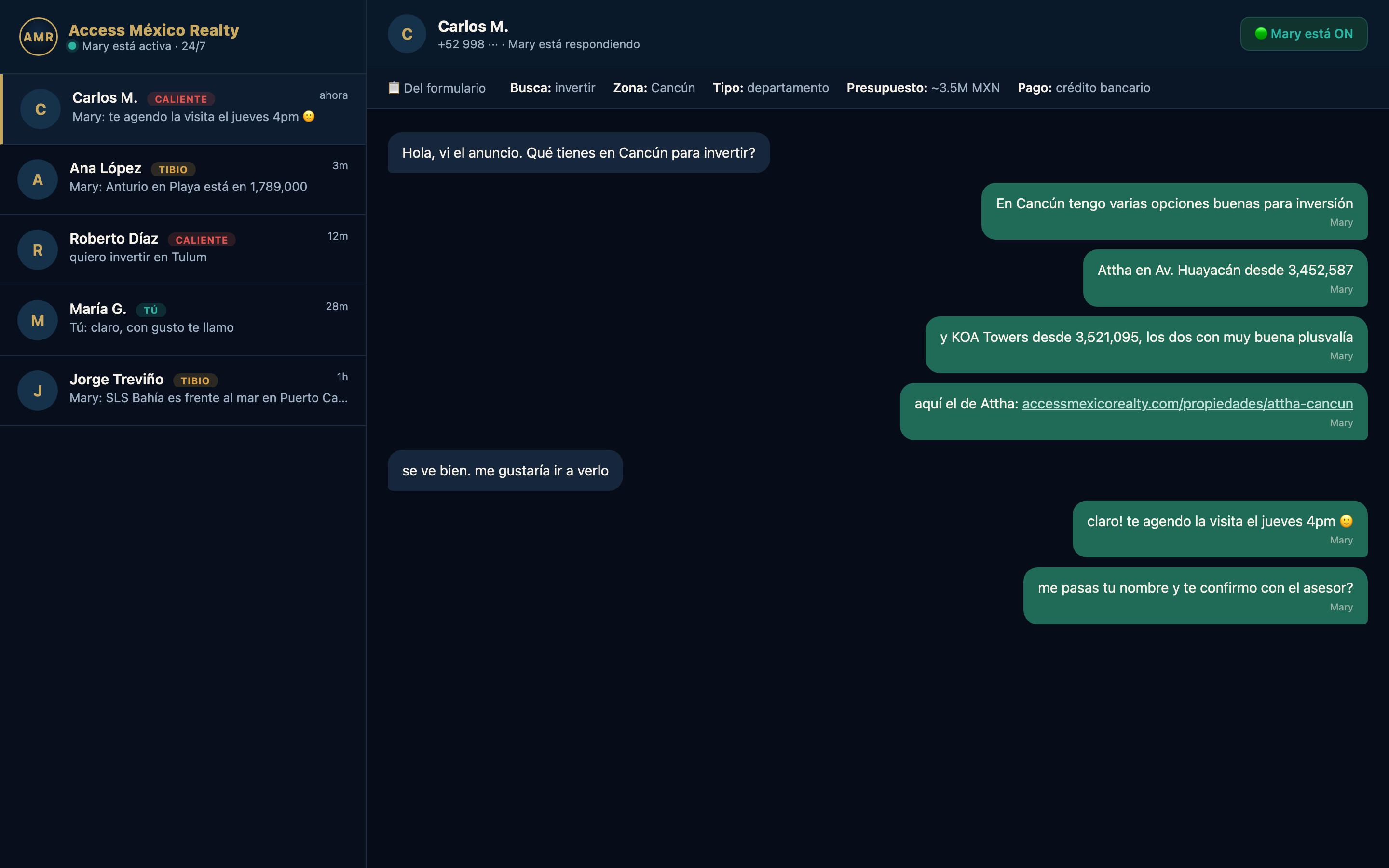 Shared AI inbox handling real estate conversations
