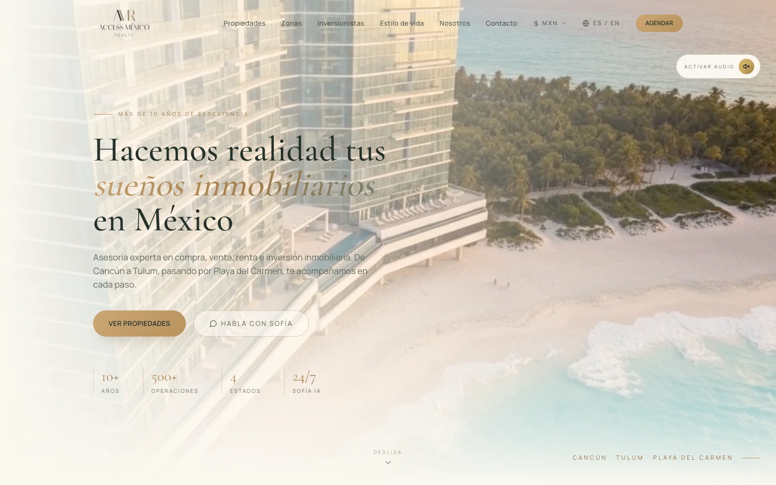 Access México Realty premium homepage designed by JegoDigital