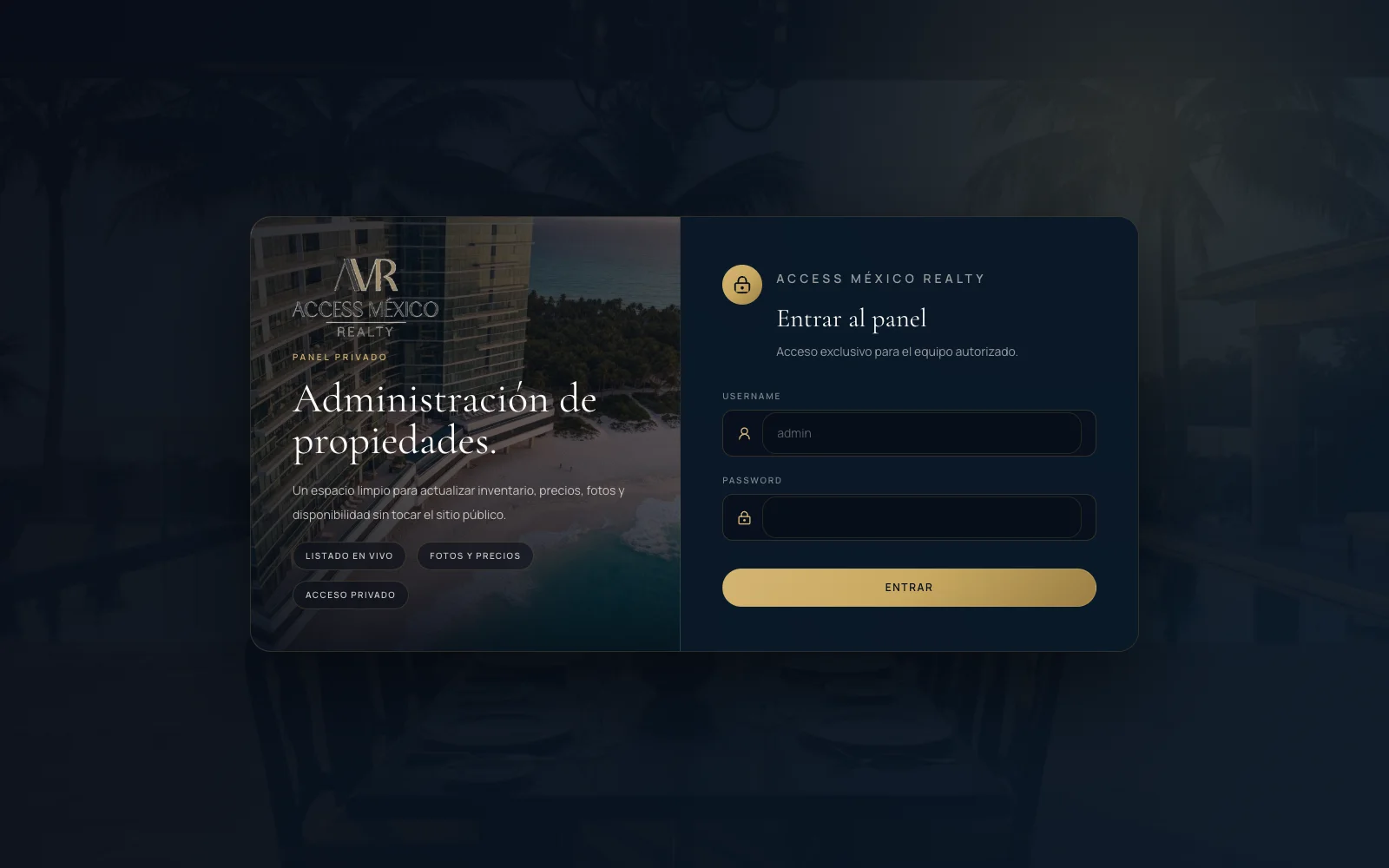 Access México Realty private admin login