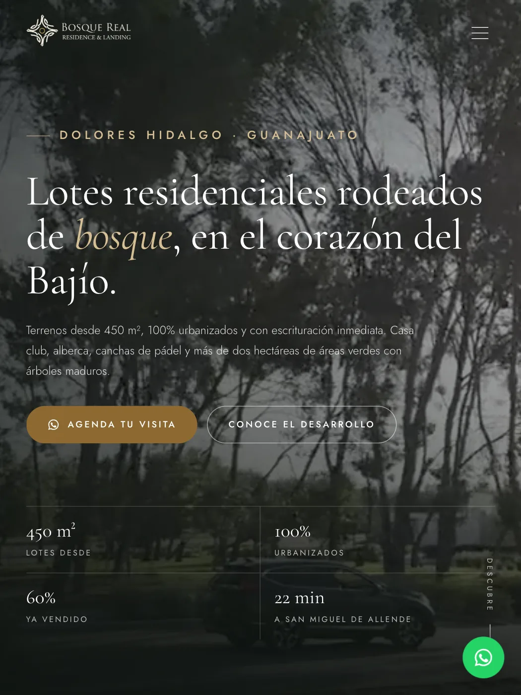 Bosque Real Residence & Landing tablet website
