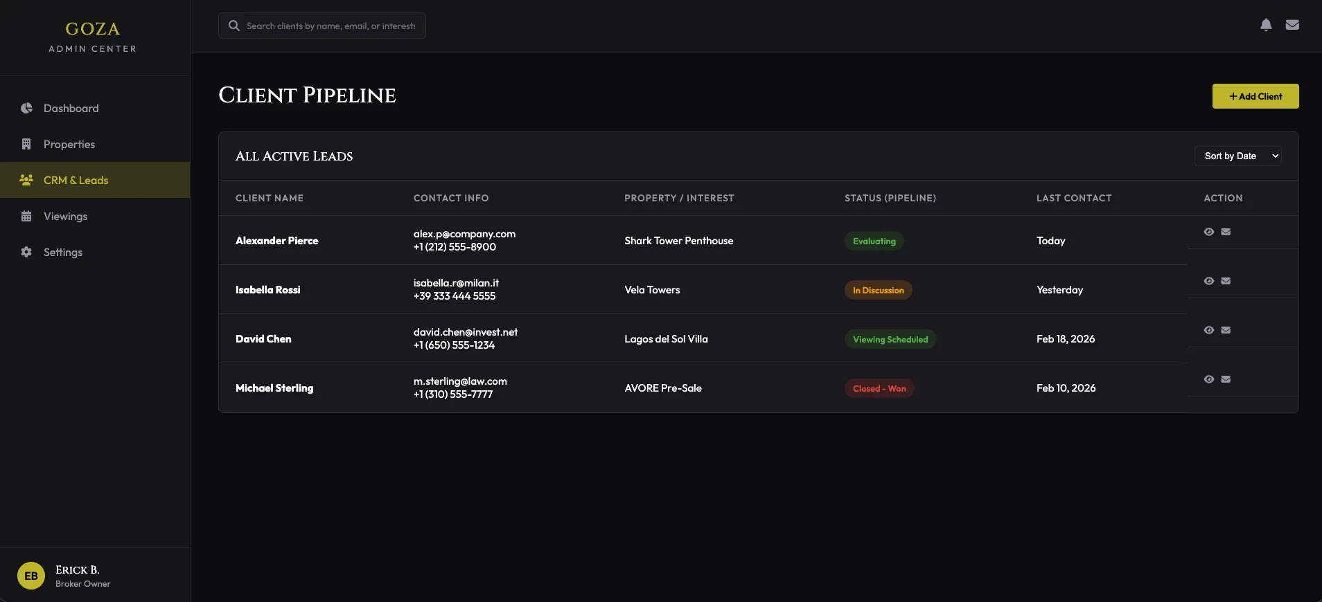 Goza CRM preview