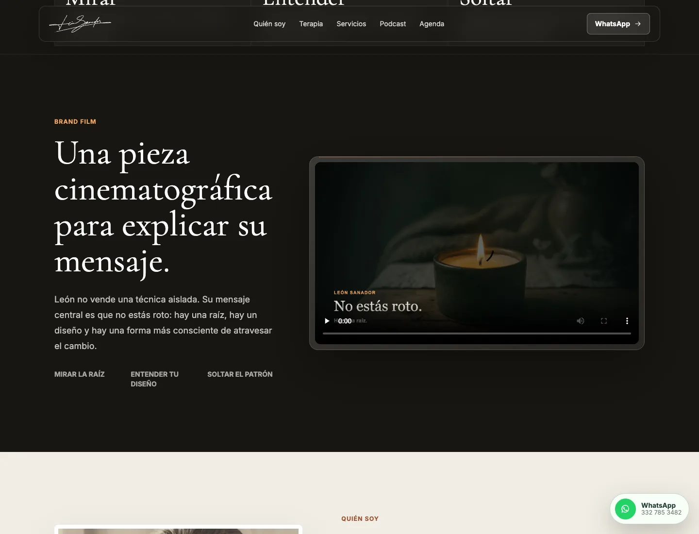 León Sanador Remotion brand film section
