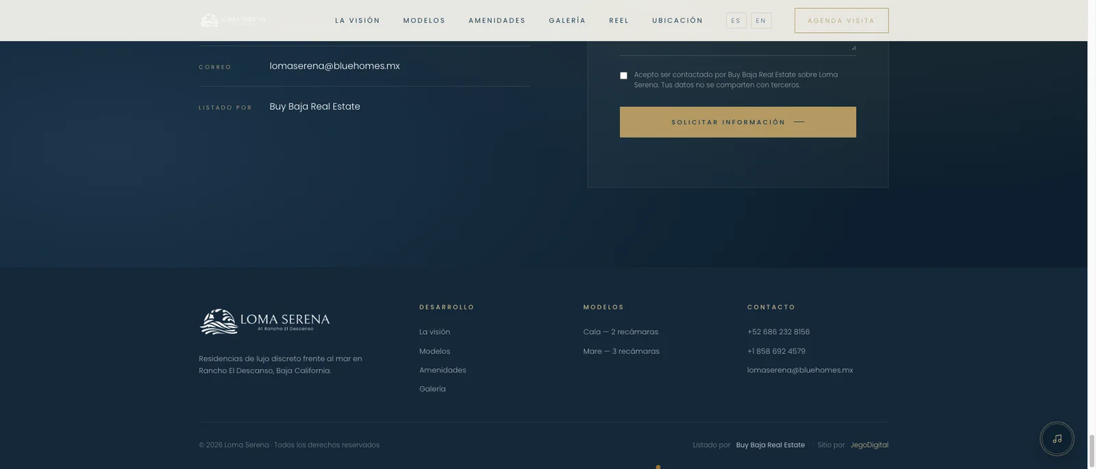 Loma Serena reel editorial section with chapter navigation