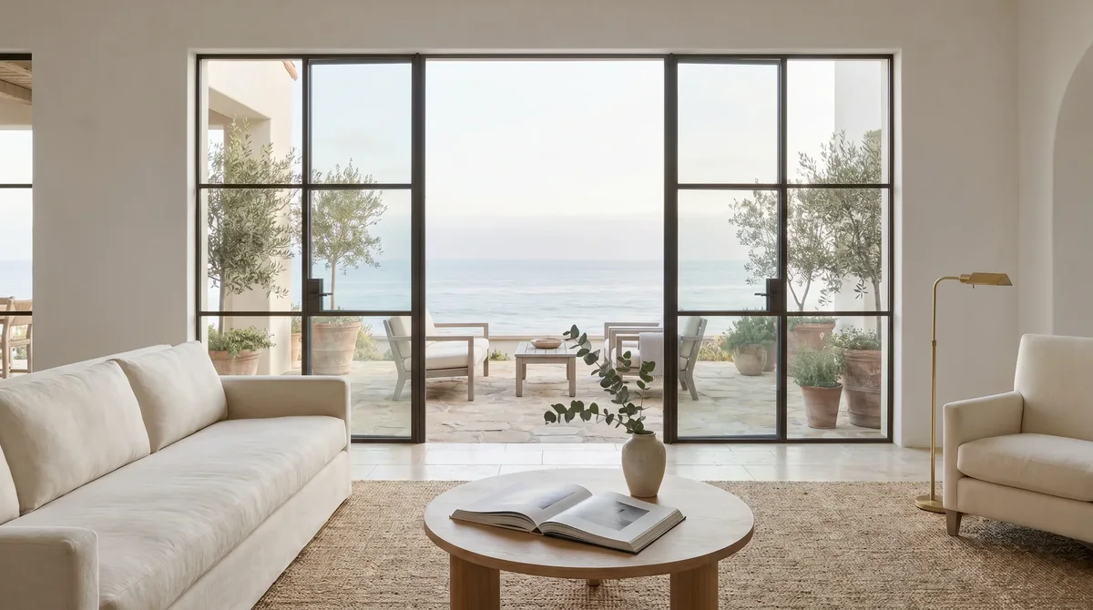 Mediterranean interior at golden hour