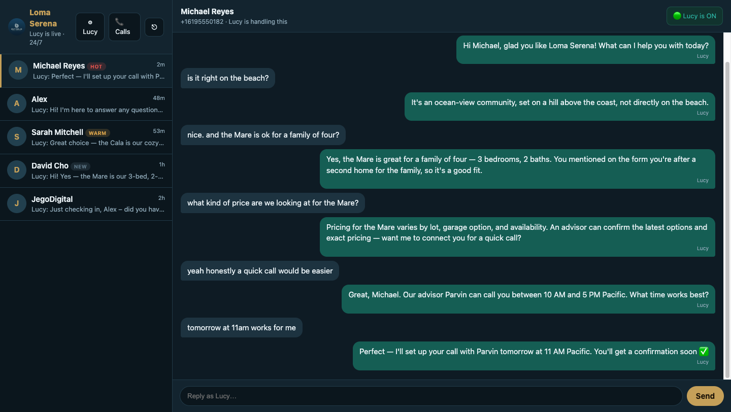WhatsApp AI agent live inbox dashboard