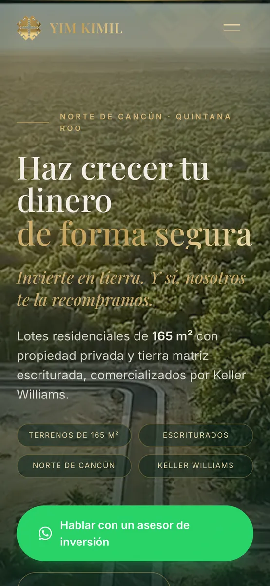 Yim Kimil Investments mobile website preview